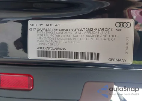 2018 Audi A4 2.0T Premium/2.0T Tech Premium z USA, uszkodzony, nr VIN WAUENAF4XJA069245